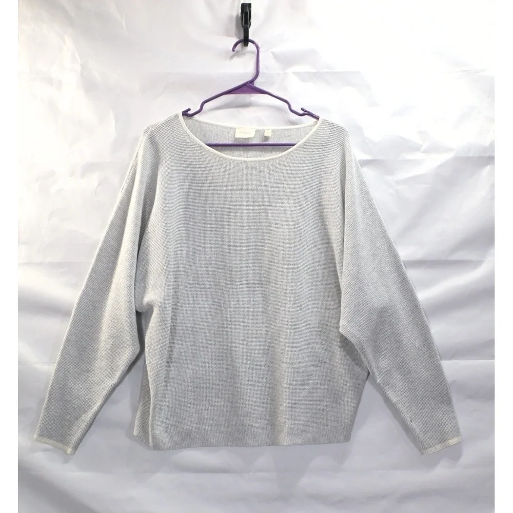 Cyrus Light Gray Waffle Knit Sweater Top Long Sleeve Casual Women M